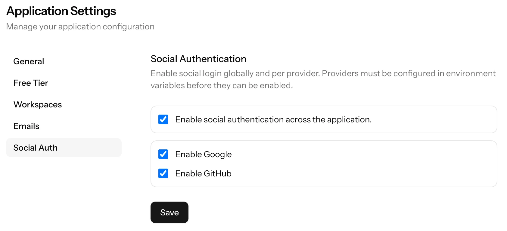 Admin social auth